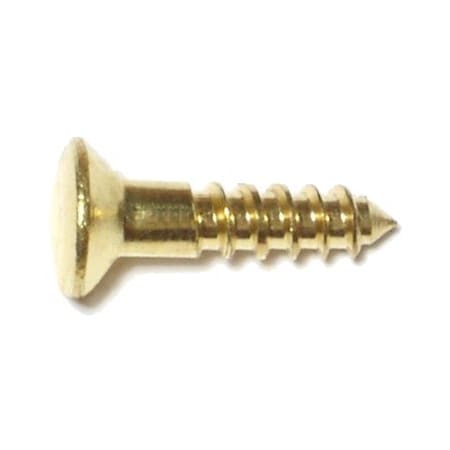 Wood Screw, #6, 5/8 In, Plain Brass Oval Head Slotted Drive, 48 PK